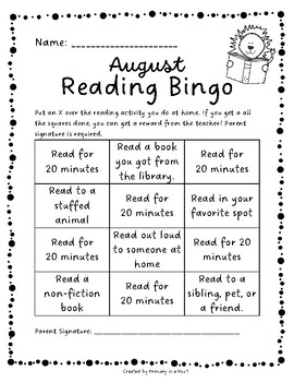 Monthly Reading Bingo by Primary is a Hoot | TPT