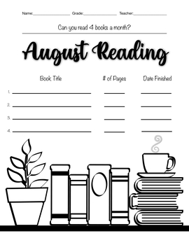 Preview of Monthly Reading Challenge log with Book report