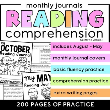 Preview of Monthly Reading Comprehension Passages Journal - Growing BUNDLE