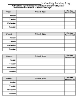 Monthly Reading Log by MsBeachyTeach | TPT