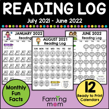 Monthly Reading Log | 2021-2022 Printable Calendar By Farming Mom