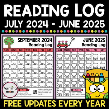 monthly reading log calendar teaching resources tpt