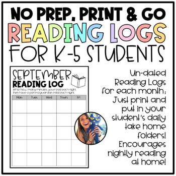 monthly reading log calendars 2021 2022 school year tpt - monthly