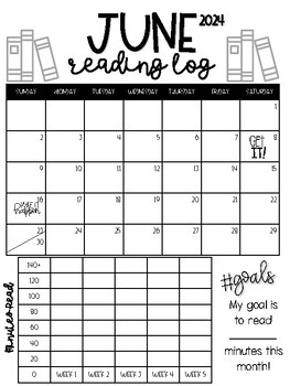 Preview of Monthly Reading Log Calendars 2024-2025 School Year