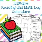 Monthly Reading Log and Math Practice Log Calendars: Editable