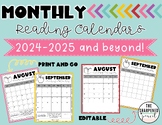 Monthly Reading Log Calendars {editable}