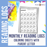 Monthly Reading Log Coloring Sheets with Book Recommendati