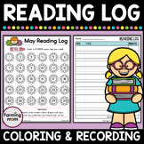 Monthly Reading Log Recording Sheet and Coloring Pages