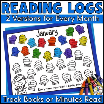 Preview of Monthly Reading Log - Printable Books/Minutes Read Homework or Class Tracker