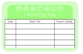 Monthly Reading Logs