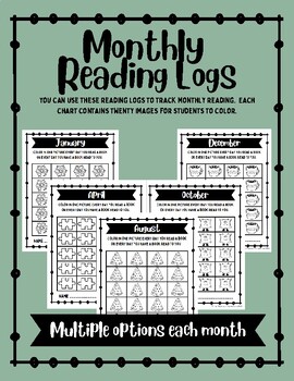 Preview of Monthly Reading Logs: A Year of Logs and Data Tracker