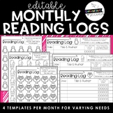 Monthly Reading Logs EDITABLE - Distance Learning