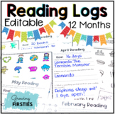 Monthly Reading Logs - Editable - 12 months