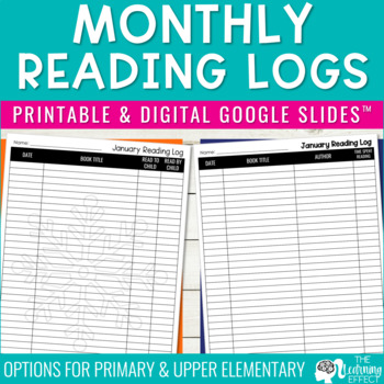 Preview of Monthly Reading Logs for Homework or Independent Reading | Printable and Digital