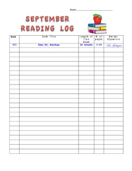 Preview of Monthly Reading Logs Preview