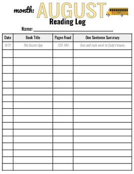 Preview of Monthly Reading Logs for the Whole Year!