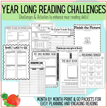 Preview of Monthly Reading Packet: Seasonal Challenges and Activities for Engaging Reading