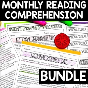 Preview of Monthly Reading Passages | Year-Long Reading Comprehension