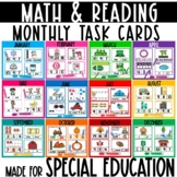 Monthly Reading and Math Task Cards for Special Education