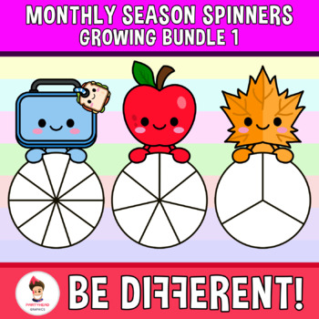 Preview of Monthly Season Spinners Clipart Growing Bundle 1 Math Back To School