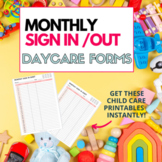 Monthly Sign In Sheets for Daycare, Child Care, Preschool 