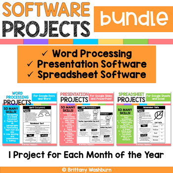 Preview of Monthly Software Projects Bundle - Presentations, Word Processing, Spreadsheets