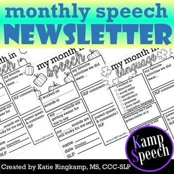 Preview of Editable Monthly Speech and Language Newsletter