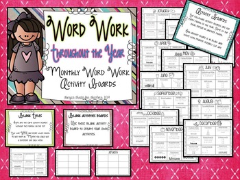 Preview of Word Work Throughout the Year~monthly activity boards