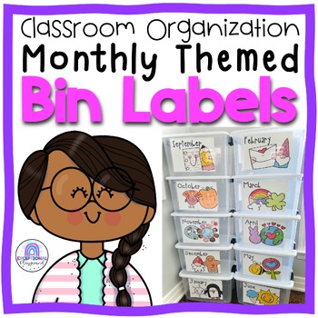 Preview of Monthly Storage Bin Labels | Classroom Organization {Canadian & US themes}