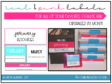 Monthly Storage Labels- Blue & Pink