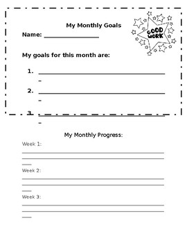Preview of Monthly Student Goal Sheet