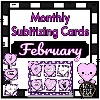 Preview of Monthly Subitizing Cards - February #1-20 *valentines $1 deal *