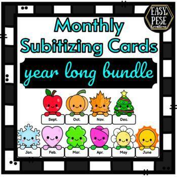 Preview of Monthly Subitizing Cards Year-Long Growing Bundle