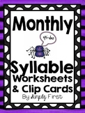 Monthly Syllable Worksheets & Clip Cards