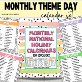 Monthly National Theme Day Calendar Set
