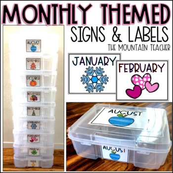 Preview of Classroom Organization | Monthly Bin Labels and Signs