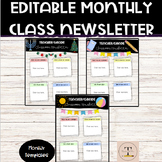 Monthly Themed Editable Classroom Newsletter Template