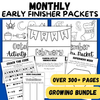 Preview of Monthly Early Finishers + SEL Activities for Morning Work or Brain Breaks