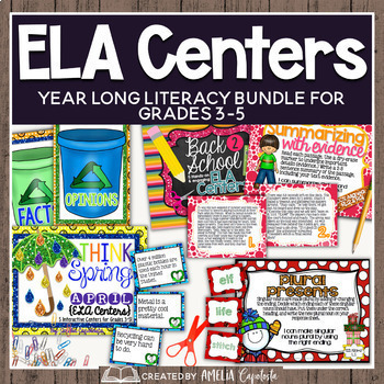 Preview of Year Long Literacy Centers Bundle | 3rd to 5th Grade ELA