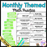 Monthly Themed Math Practice BUNDLE | 2nd Grade Activities