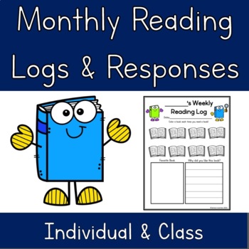 Preview of Monthly Themed Reading Logs with Comprehension Questions & Class Data