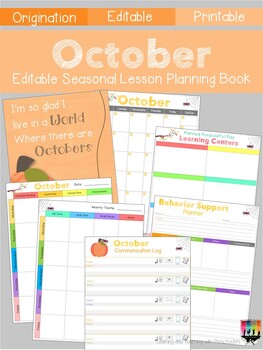 Preview of Monthly Themed Teacher Planner (October)