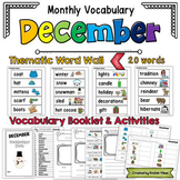 December Vocabulary Word Wall, Booklet, Writing Activities
