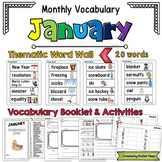 January Vocabulary Word Wall, Booklet, Writing Activities 