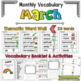 March Vocabulary Word Wall, Booklet, Writing Activities and BINGO