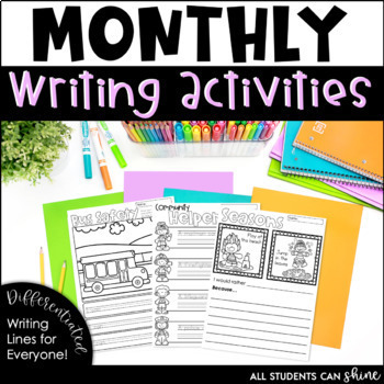 Preview of Monthly Themed Writing | Complete Bundle | Kindergarten 1st & 2nd Grade