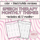 Monthly Themes for Speech Therapy, Speech Therapy Themes, 