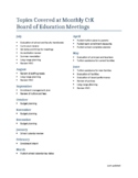 Monthly Topics at Board of Education Meetings