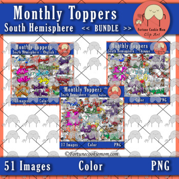 Preview of Monthly Toppers *Bundle* Clip Art {South Hemisphere}