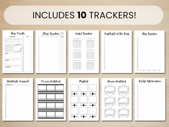 Preview of 2024 Monthly Trackers Bundle - Printable A5 Journal Pages - Value Pack